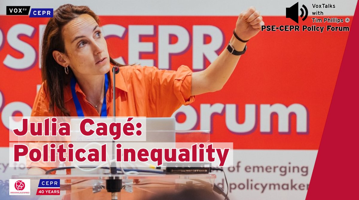 voxeu's tweet photo. @CageJulia @sciencespo discusses whether economic inequality creates political inequality. What strategies do the rich use to influence the political debate? How can we restore voter confidence?
#Voxtalk w/ @timsvengali at @PSEinfo /@cepr_org policy forum
https://t.co/H4SNoEQixP https://t.co/kVuQcUzOYZ