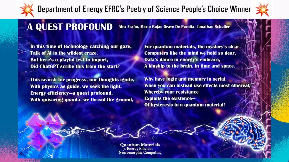 UC San Diego School of Physical Sciences (@ucsdphysci) on Twitter photo Congrats to Q-MEEN-C on receiving the EFRC People's Choice Award for expressing the poetry of quantum materials! bit.ly/3LL6WyT #ArtOfScience <a href="/DOEScience/">DOE Office of Science</a> <a href="/EFRCQ/">Q-MEEN-C</a> <a href="/UCSDPhysics/">UC San Diego Physics</a> Congrats to Q-MEEN-C on receiving the EFRC People's Choice Award for expressing the poetry of quantum materials! bit.ly/3LL6WyT #ArtOfScience <a href="/DOEScience/">DOE Office of Science</a> <a href="/EFRCQ/">Q-MEEN-C</a> <a href="/UCSDPhysics/">UC San Diego Physics</a>