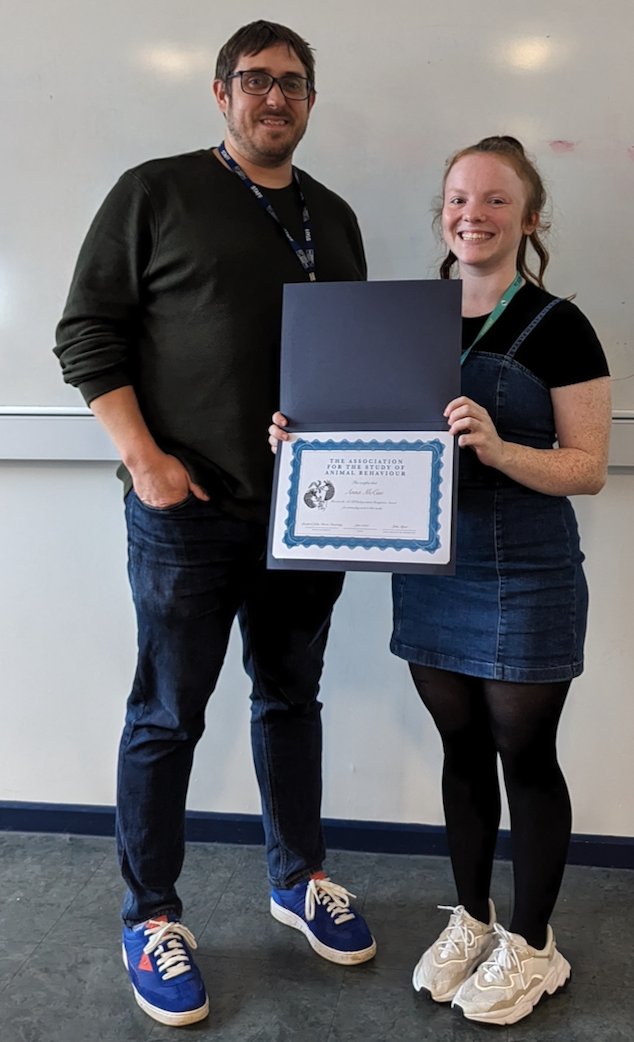 Congratulations to top performing level 5 student at Liverpool John Moores University - Anna McCue <a href="/Anna61614827/">Anna McCue</a> Thanks <a href="/adamreddon/">Adam Reddon</a> for the nomination. Anna has won a year's membership of @asab_tweets If you would like to nominate any of your undergrads email education@asab.org🏆