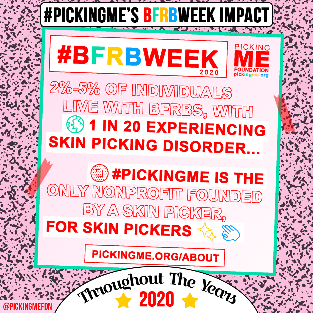 PickingMeFdn's tweet photo. ⭐ #BFRBWEEK 2023!⭐
Remember our past #BFRBweek2020 campaign fam?! We shared important, lesser-known facts on #BFRBs and #SkinPickingDisorder to encourage awareness of these life-altering disorders. Which one of these facts resonates the most with you? https://t.co/BX9Ct1UjaT
