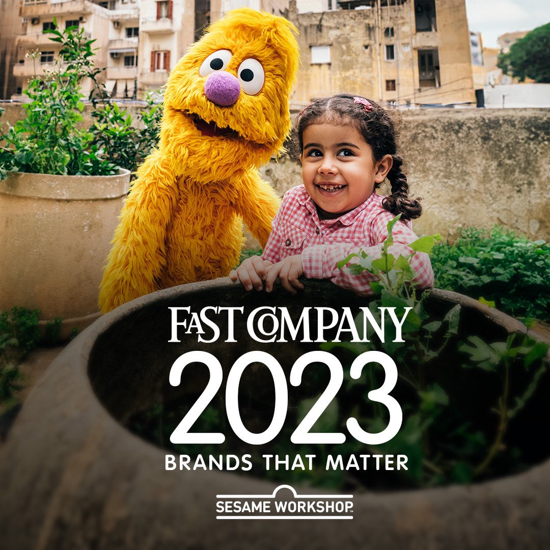 Sesame Workshop is honored to be named one of @FastCompany's 2023 Brands That Matter! We are proud to be recognized for our global efforts in ensuring children grow stronger, smarter, and kinder. Read the full story: m.sesame.org/BrandsThatMatt…  #FCBrandAwards