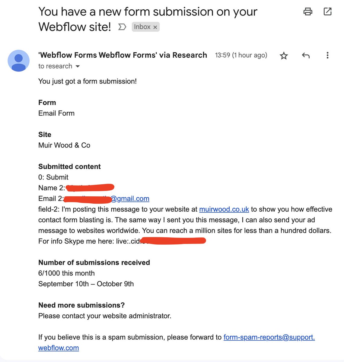 Contact form blasting?