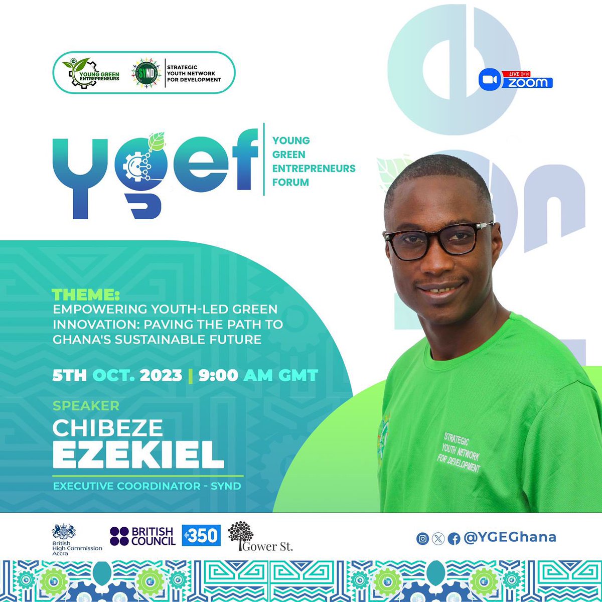We are excited to introduce Chibeze Ezekiel, the Executive Coordinator of SYND and a passionate environmentalist, as a speaker at the Young Green Entrepreneurs Forum (YGEF) this Thursday.
@YGEGhana #Greenjobs