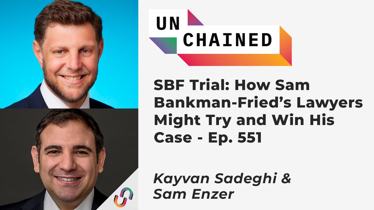 CoinDesk's tweet photo. SBF's trial has begun.

@jennerblockllp's Kayvan Sadeghi and @cahillgordon's Sam Enzer join @unchained_pod to discuss:
⚖️ Civil vs. criminal proceedings
🤔 Potential arguments
🔒 Could SBF end up behind bars?

🎧 Spotify: https://t.co/r5a0m5IktW
🔊 https://t.co/zZNYPELZsT https://t.co/y1FXoLWvv3
