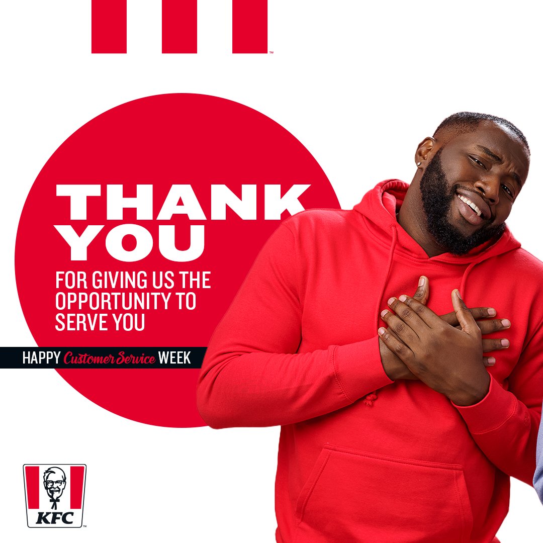 KFC fam, happy customer service week! 🎉 You are the secret recipe to our success and we appreciate you for choosing us for our Finger  Lickin’ Good meals and experience.  🙌🏾🤩

Share your most memorable KFC experience. 👇🏾 We have 5 gifts up for grabs. 
#CSWeek2023 #TeamService