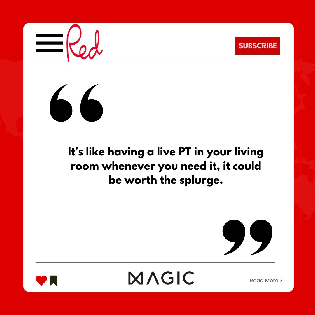 magicdotfit's tweet photo. We're excited to announce that Red Magazine has featured MAGIC in Arielle Steele's Favourite Discoveries!🎉
Grab a copy this month and read about how our MAGIC Mirror is "like having a live PT in your living room whenever you need it!"🏋
#FEATURED #MAGIC #redmagazine #TECH https://t.co/HoaIl0RBRo
