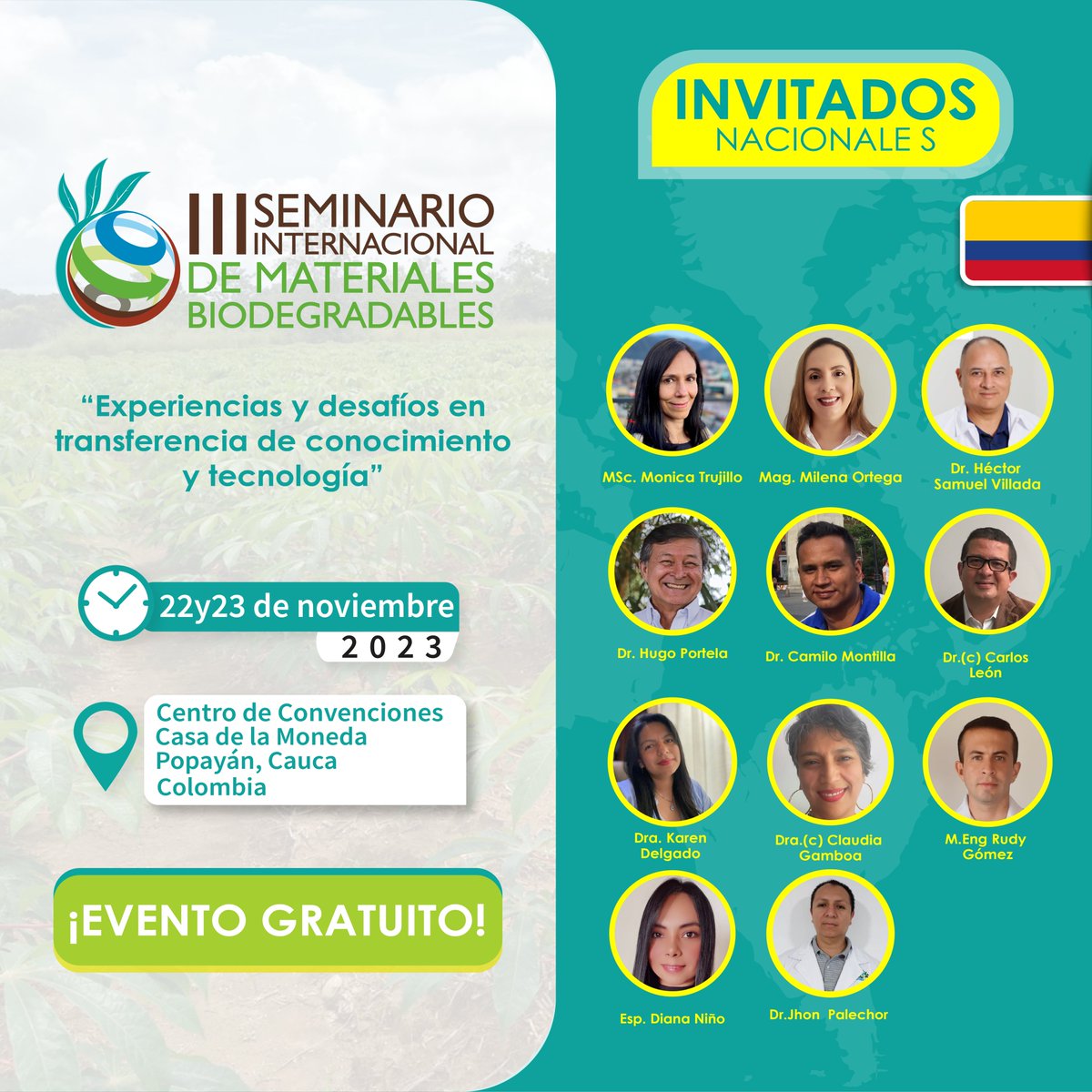 bio_transf's tweet photo. 🌱🪴ESTÁN ABIERTAS LAS INSCRIPCIONES para asistir al  III Seminario Internacional de Materiales Biodegradables.

Apasionados por la sostenibilidad y la innovación🤓🌱¡aseguren su lugar ahora mismo! 📷 Los cupos son LIMITADOS… 
Inscríbete aquí:  https://t.co/vKJheT9Gmq https://t.co/OTuno2AyZg