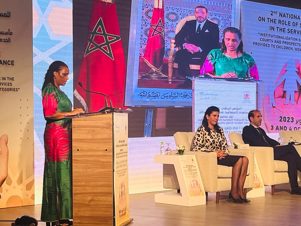 UNICEFMaroc's tweet image. L’accès des👧👦à la justice est au cœur du mandat de @UNICEF. C’est un élément clé pour atteindre #ODD16 visant à instaurer des sociétés justes, pacifiques et inclusives ». - @HSpeciose à l&apos;ouverture de la 2eme Conférence sur le travail social dans l’action de la justice, #Rabat.