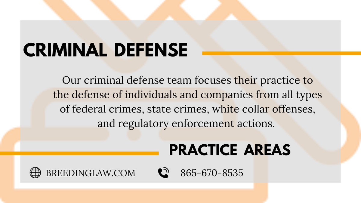 Breeding_Law's tweet photo. Each month we're going to spotlight a different area of practice at BCC Law. 
 
 ✨October's spotlight is Criminal Defense✨ 
 
This month, we're going to define some commonly used words &amp; phrases &amp; answer some FAQ's. https://t.co/EEH3czKnzB