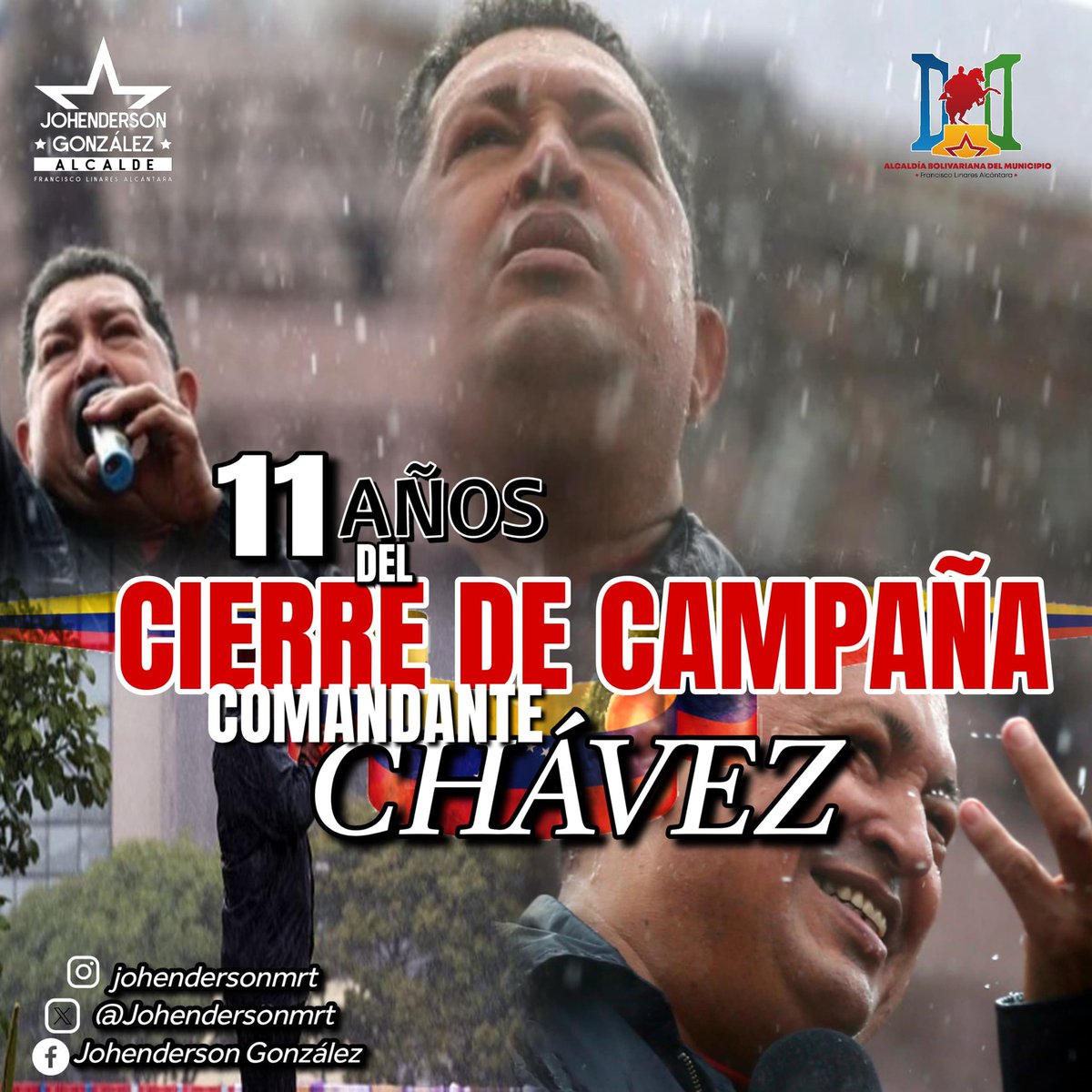 #4Oct | A 11 años del cierre de campaña de de nuestro comandante, Hugo Chávez dejando huellas en cada uno de los venezolanos, con su gran amor a esta revolución legado que por hoy tenemos presentes. ¡Viva Chávez!
#LoQueJuntosConstruimos 
#SomosMayoríaDePaz