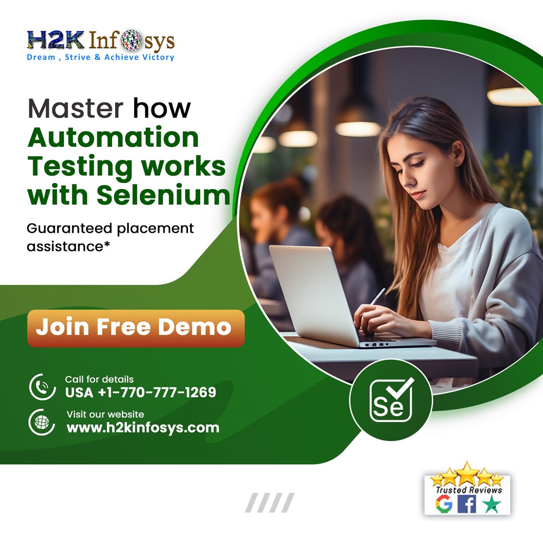 H2kKumar30156's tweet image. Master how Automation Testing works with Selenium:
Picture yourself automating repetitive tasks and becoming a testing virtuoso. H2k Infosys' Selenium course can make it a reality. Want to master automation? Contact us today!
Enroll Here: bit.ly/2Xp5dZK
#h2kinfosys