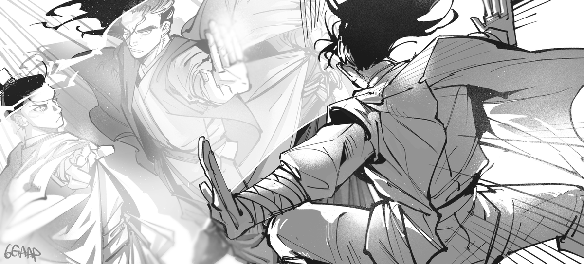 #광마회귀 236 광막의 반투명한 막 너머로 천악의 장력, 백의서생의 지법, 실명서생의 장력이 또렷하게 보였다.