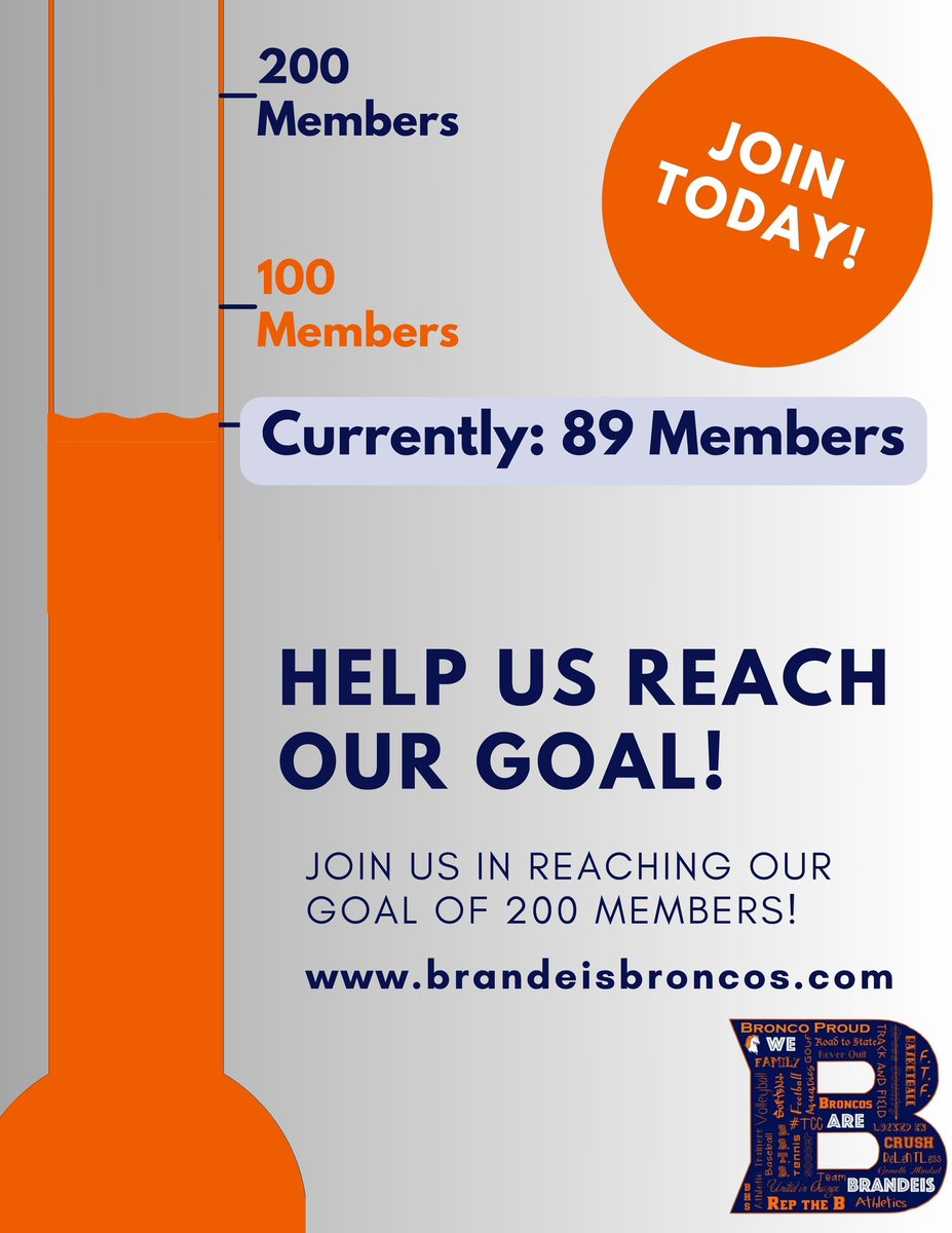 🚨Join Booster Today🚨
Help us reach our Goal so we can continue to support our Athletes! 

brandeisbroncos.com
