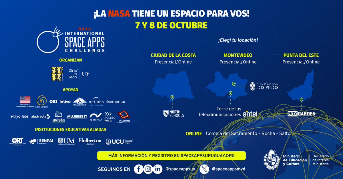 🚀 Our CTO, <a href="/fedekauffman/">Federico Kauffman</a>, will take on the team leader role at the world's largest hackathon! 👏

Join us at this <a href="/SpaceApps/">NASA International Space Apps Challenge</a> event, hosted in our country by <a href="/spaceappsmvd/">NASA Space Apps Uruguay</a> and @girlsintech_uy. 🙌​

Register here:  spaceappsuruguay.org/locaciones/