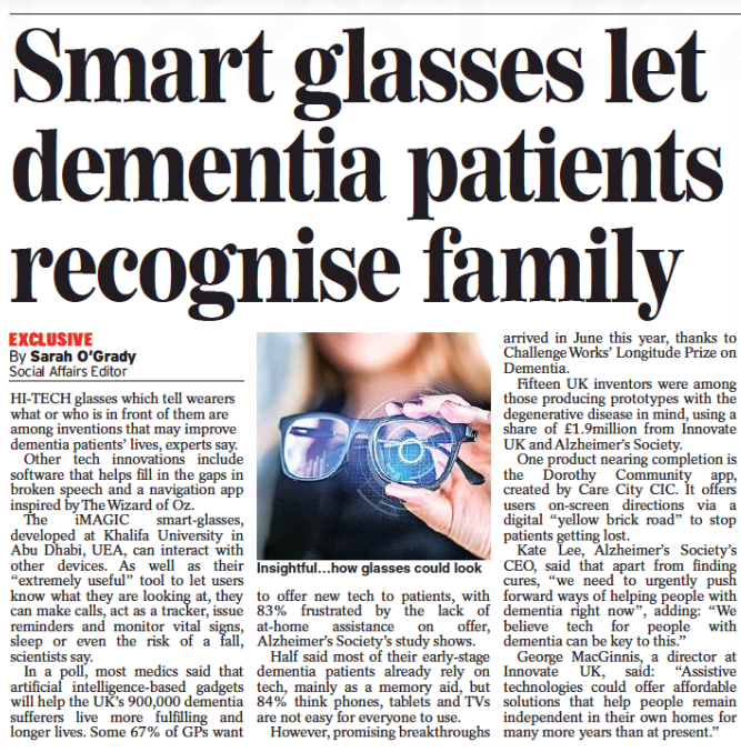 LPDementia's tweet photo. 67% of GPs in the UK would like the ability to prescribe #assistive #technologies  to their patients when they are diagnosed with #dementia. @Challenge_Works research published and covered in @Daily_Express.
Quoted >> @CareCityUK @KateLeeCEO @alzheimerssoc @innovateuk https://t.co/9iyI3jcGKC