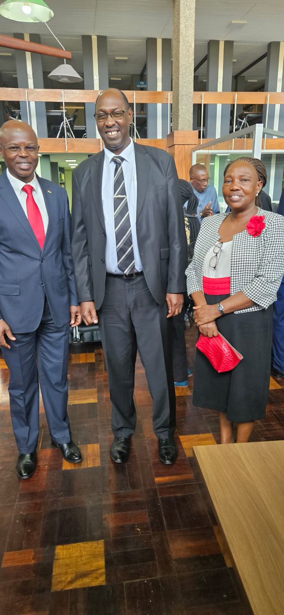 Thank God for my good brother and neighbour, George Nyalwal, Deputy Director Library Services @uonbi. We were celebrating the UN International Day for Non-violence in October 2, 2023. He dwarfs the two of us, Director Angela Mumo and myself! I feel feel safe in his presence!!