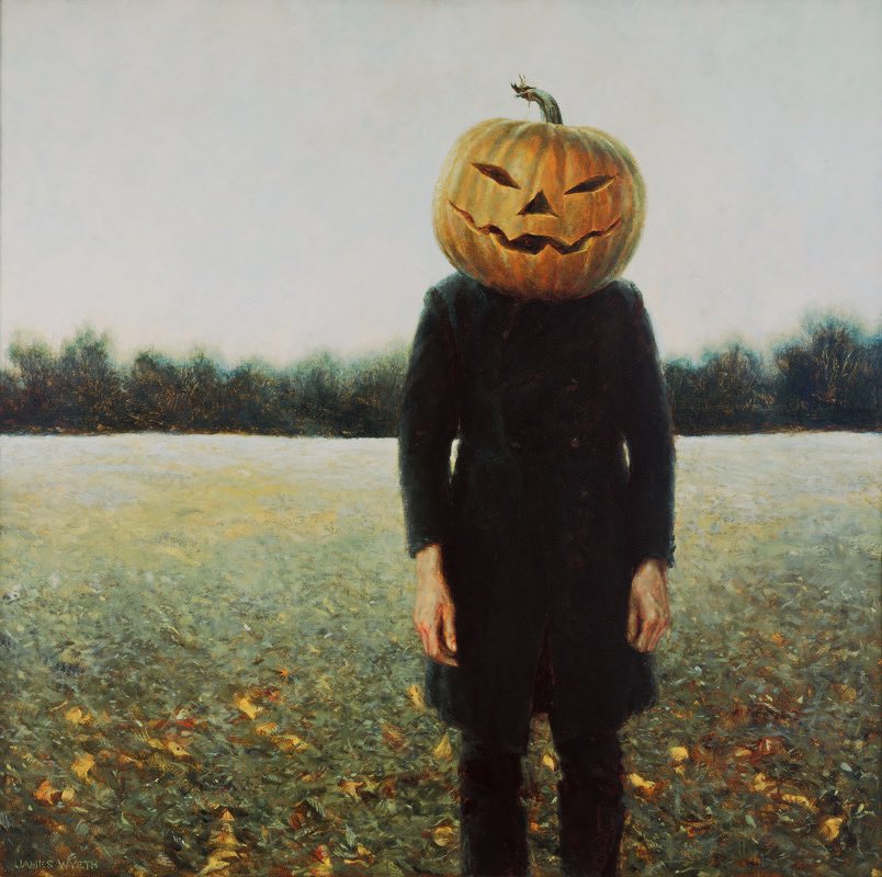 1000Museums's tweet photo. It's Pumpkin Season 🎃🤩

Jamie Wyeth, Pumpkinhead, Self Portrait, 1972. Brandywine River Museum, ©Jamie Wyeth, 2020

https://t.co/MVtay4uWcT

#JamieWyeth #JamieWyethPainting #PumpkinHead #WallArt #WallArtDecor #OctoberArt https://t.co/3U7csLggsv