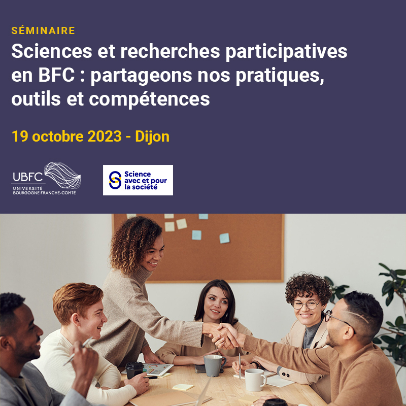 Si les recherches participatives vous intéressent, ou que vous en menez, vous êtes au bon endroit ! 👌

Rendez-vous au séminaire “Sciences et recherches participatives en Bourgogne-Franche-Comté : partageons nos pratiques, outils et compétences !” le 19 octobre à Dijon. 🤝