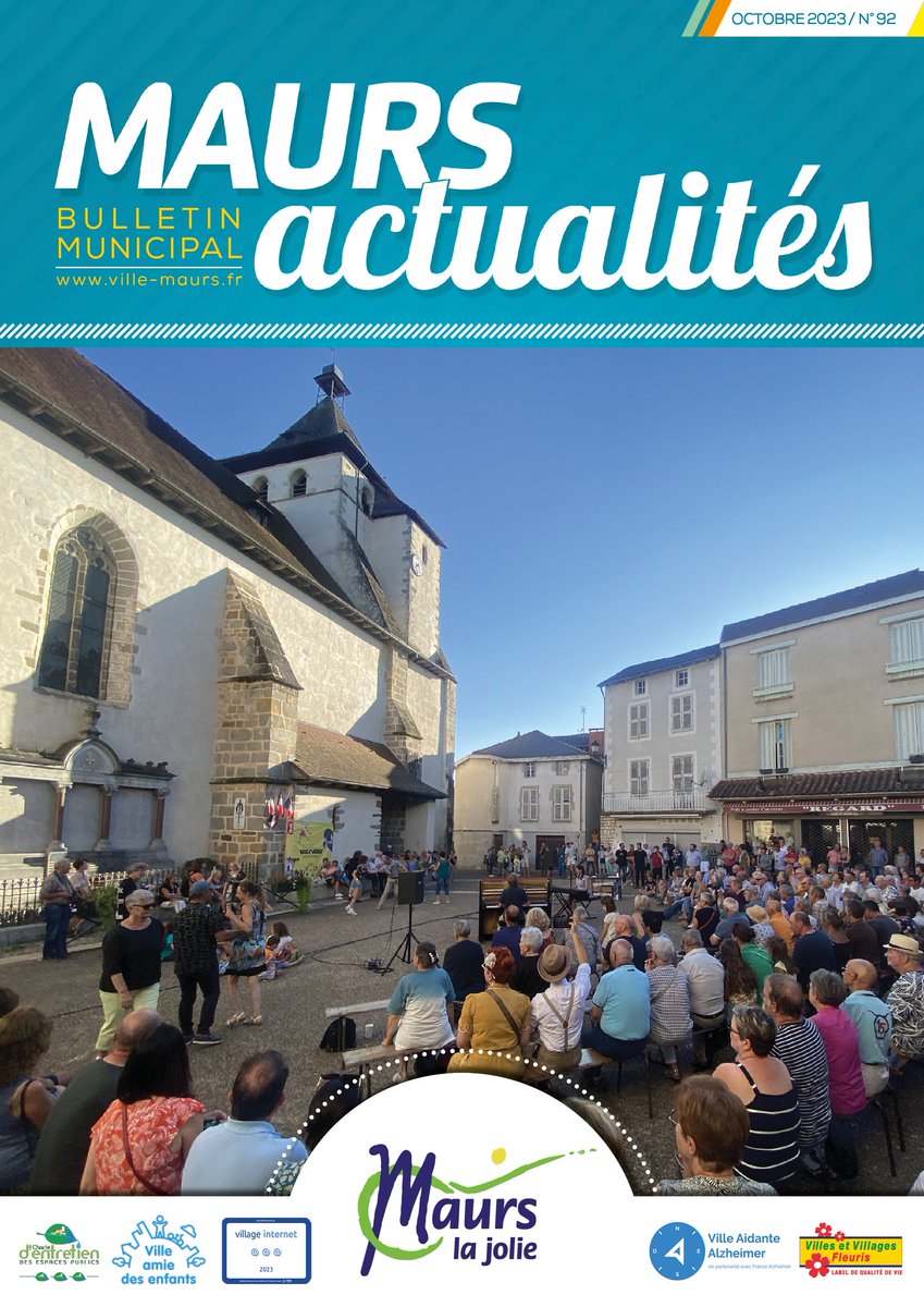 Le " #Maurs Actualités" d'octobre 2023 est en ligne !
En avant-première, vous pouvez découvrir le bulletin municipal d'informations de l'automne.  Il sera à retrouver très prochainement dans vos boîtes aux lettres et à l'accueil de la Mairie 
ville-maurs.fr/bulletins-muni…