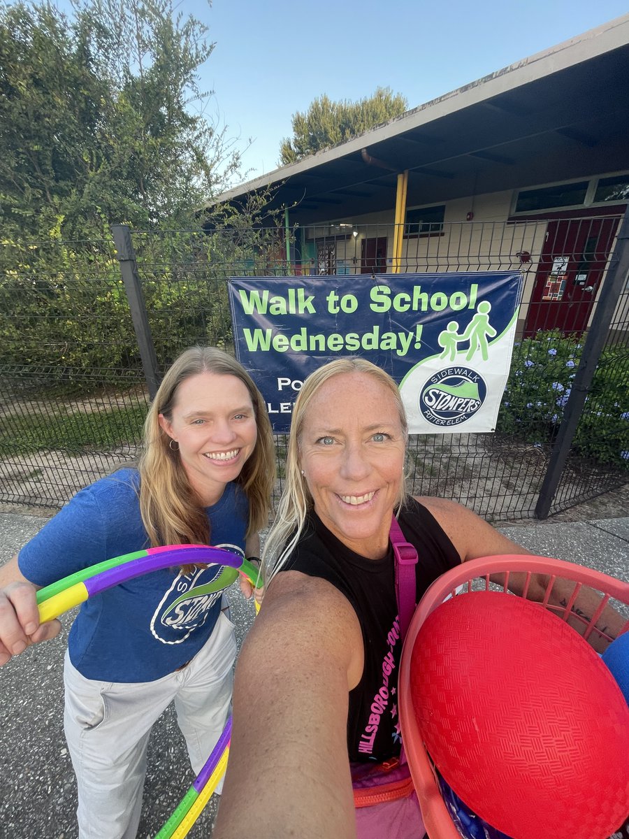 Delivering new recess toys at <a href="/PotterEagles/">Potter Elementary</a> with <a href="/hccptaptsa/">Hillsborough PTA</a> President Ami Marie Welch for the classroom with most kids who walked/biked to Walk to School Wednesday in September! HCCPTA funds this program through a grant from @aaa_florida