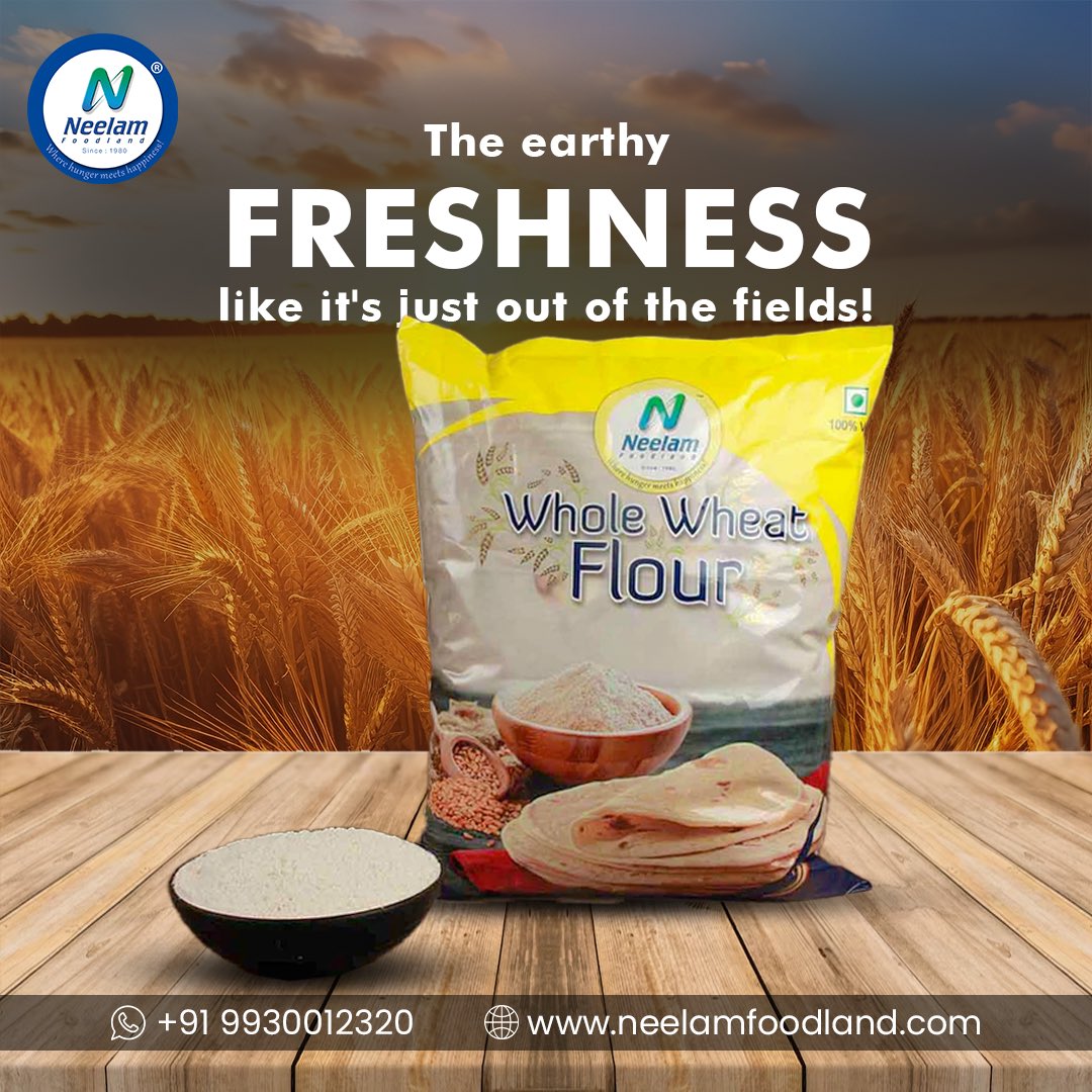 Neelamfoodland's tweet image. Neelam's Wheat Flour is free from any additives or preservatives. It's all-natural, retaining the pure, authentic taste of wheat, just as nature intended. 🌾
Order Now - neelamfoodland.com 

#NeelamfoodLand #ChakkiAtta #FreshFlour #Atta #WheatAtta