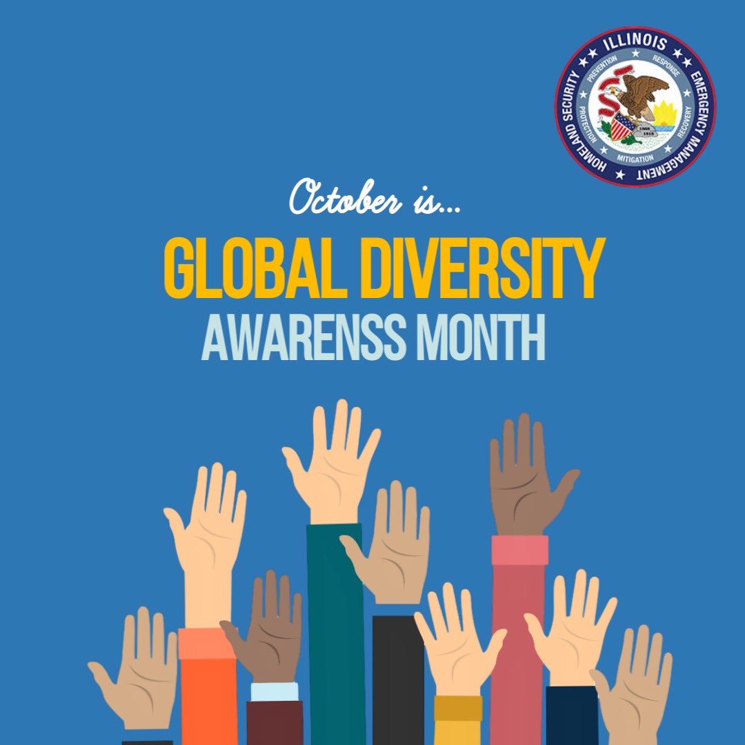 October marks a time to celebrate the beauty of our differences and the strength of our unity. 
 
#GlobalDiversityAwarenessMonth #DiversityMatters #Empathy #BuildBridges #SpreadLove #Kindness #Respect #Unity #ChoosePeace #IEMAOHS #HomelandSecurity #StateofIllinois #Illinois
