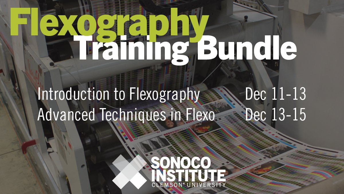 Sonoco Institute (@sonocoinstitute) on Twitter photo Join us at <a href="/ClemsonUniv/">Clemson University</a> in December for everything you need to know about Flexo! Register for both the Dec 11-13 and the Advanced Techniques in Flexography Workshop Dec 13-15 - Bundle and Save! ecs.page.link/E3qwA <a href="/clemsonbusiness/">Wilbur O. and Ann Powers College of Business</a>
#flexo #flexography #flexoprinting Join us at <a href="/ClemsonUniv/">Clemson University</a> in December for everything you need to know about Flexo! Register for both the Dec 11-13 and the Advanced Techniques in Flexography Workshop Dec 13-15 - Bundle and Save! ecs.page.link/E3qwA <a href="/clemsonbusiness/">Wilbur O. and Ann Powers College of Business</a>
#flexo #flexography #flexoprinting