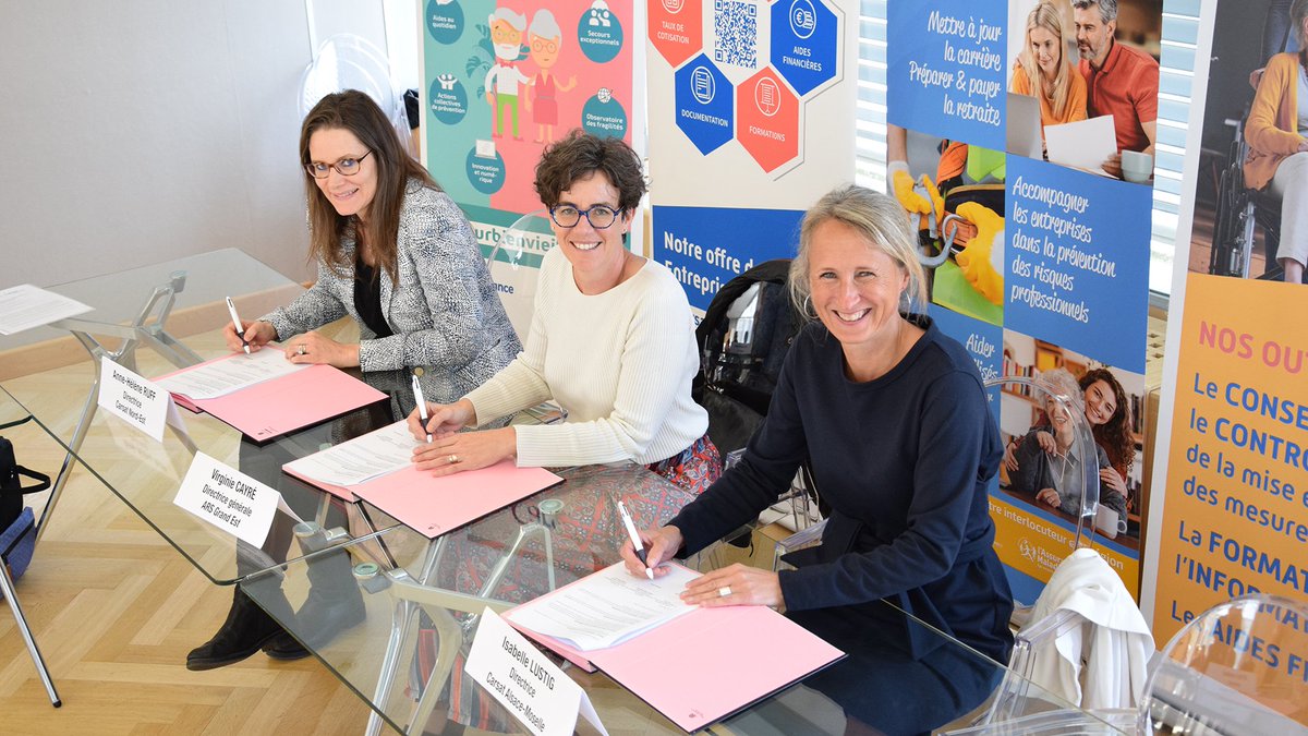 CarsatNordEst's tweet photo. 📢
Cet après-midi, signature à Nancy d'une convention sur l'autonomie des séniors et la santé au travail entre @ars_grand_est, @Carsat_AM et @CarsatNordEst 
📢 https://t.co/cvQBAcE3rZ