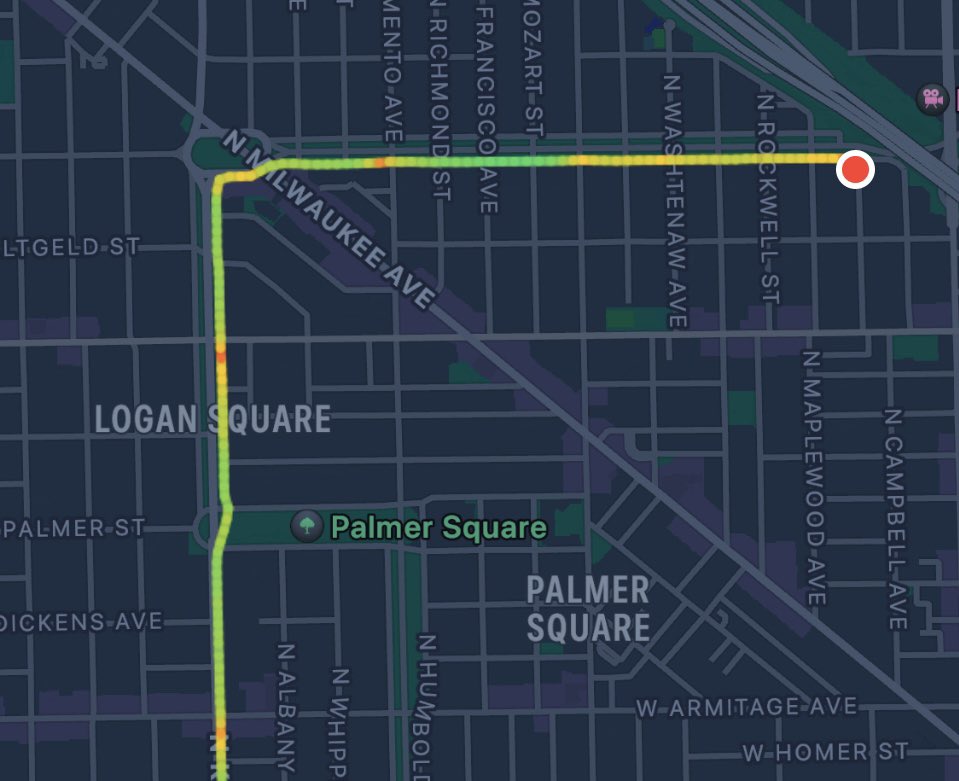 Any other #loganSquare families biking to school in the morning at St. John Berchmans, Brentano, Darwin, Chase, Goethe (or others?)? We’re taking this route each morning, at Palmer Square ~ 7:35am #bikechi
