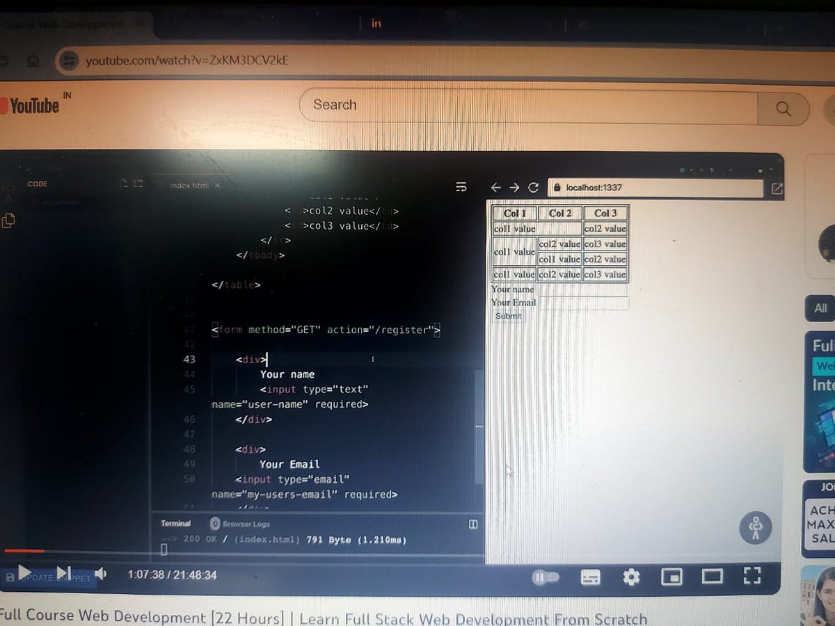 Aryandhanuka101's tweet image. Day 12/100
Good Evening Folks🌆,
Started with web development lectures of #codedamn on #YouTube and Learnt some basics fundamentals of HTML/CSS .
I was not able to watch lecture for long hours due to long working hours on projects assigned by college.
Thank You✌️!
#100DaysOfCode