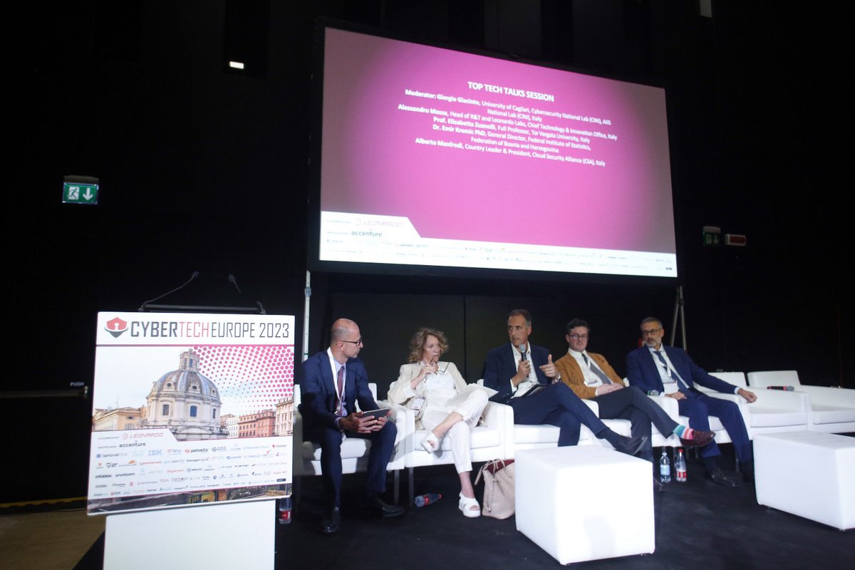 Cybertech_Globl's tweet image. Cybertech Europe 2023 is coming to a close with a fascinating session on Top Tech, moderated by Giorgio Giacinto of the University of Cagliari,
#Cybersecurity National Lab (CINI), and AIIS
National Lab (CINI). @univca #CybertechEU23 #cyberconference #toptech