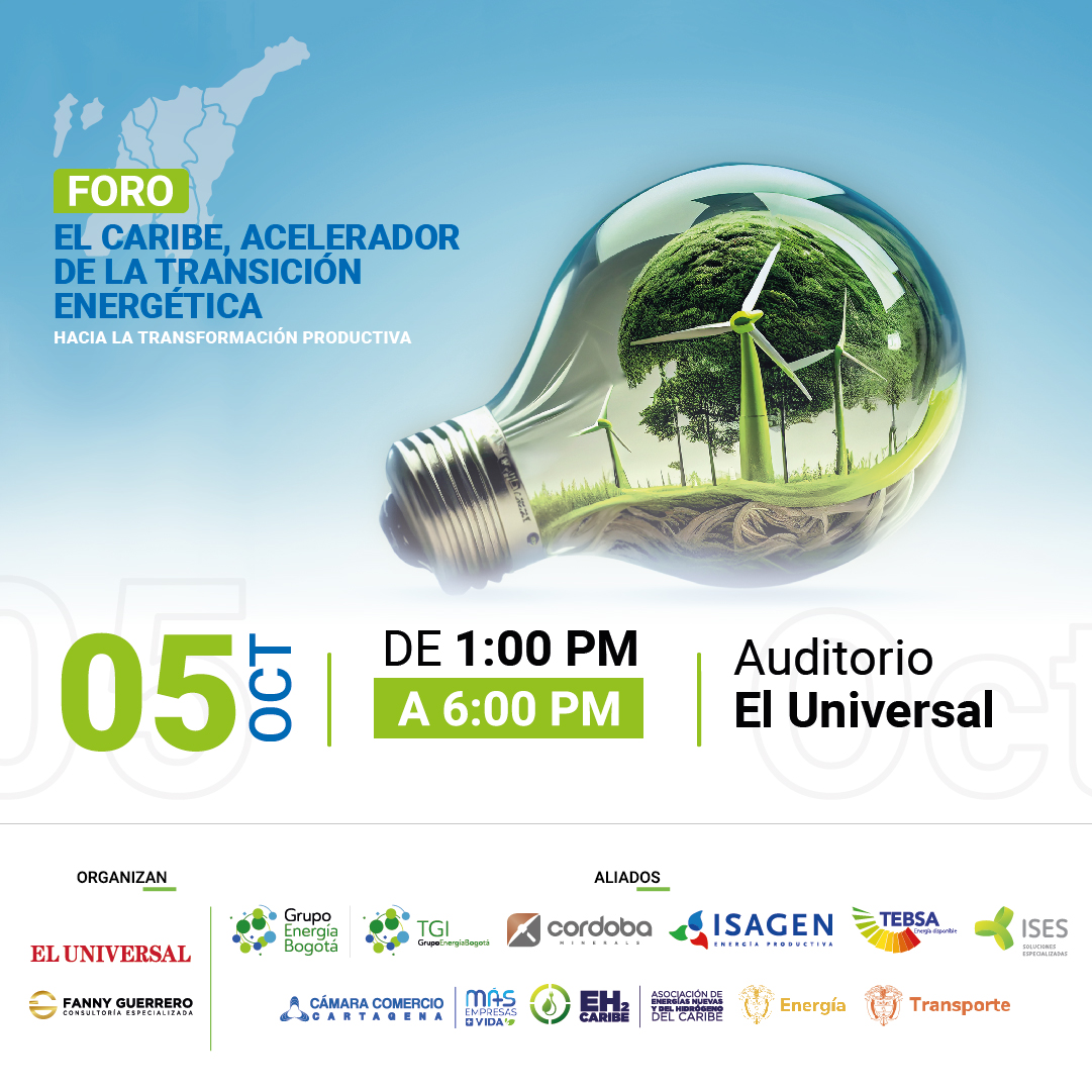 ElUniversalCtg's tweet photo. La redefinición de la ruta de la transición energética se conocerá este 5 de octubre en Cartagena.

Aquí puedes inscribirte. 👉 https://t.co/sKnRsFx2Vb

@fannyguerrero26 @ISAGEN @TGISAESP @GrupoEnergiaBog @TEBSA_Energia @camcartagena @MinEnergiaCo @MinTransporteCo https://t.co/KY6zR0DTdX