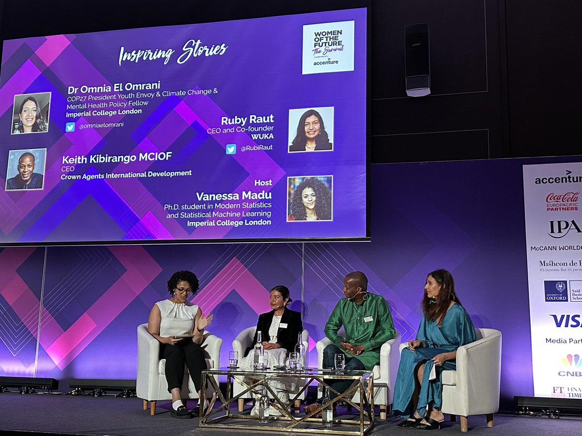 Inspiring final panel @womenoffuture #WOF2023 with @RubiRaut; @omniaelomrani1 & KeithKibirango @crownagents - brilliantly moderated by WOF Star Awardee Vanessa Madu