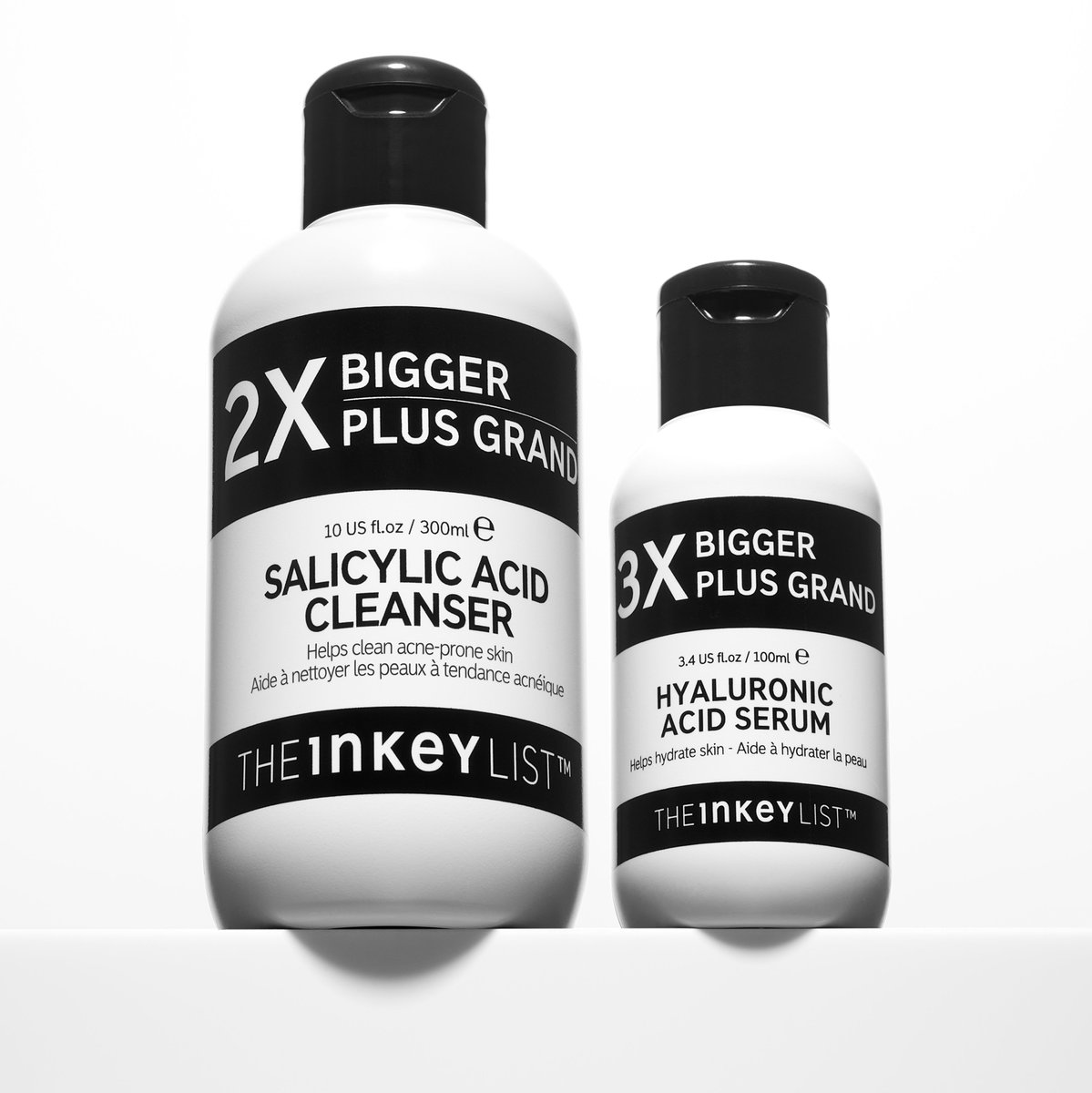 Our Supersize Hyaluronic Acid Serum is back, and with a friend🫶 Meet our NEW Supersize Salicylic Acid Cleanser! Both with a 25% saving, you’ll want these breakout-fighting products in your routine🖤 Available globally🫧💧