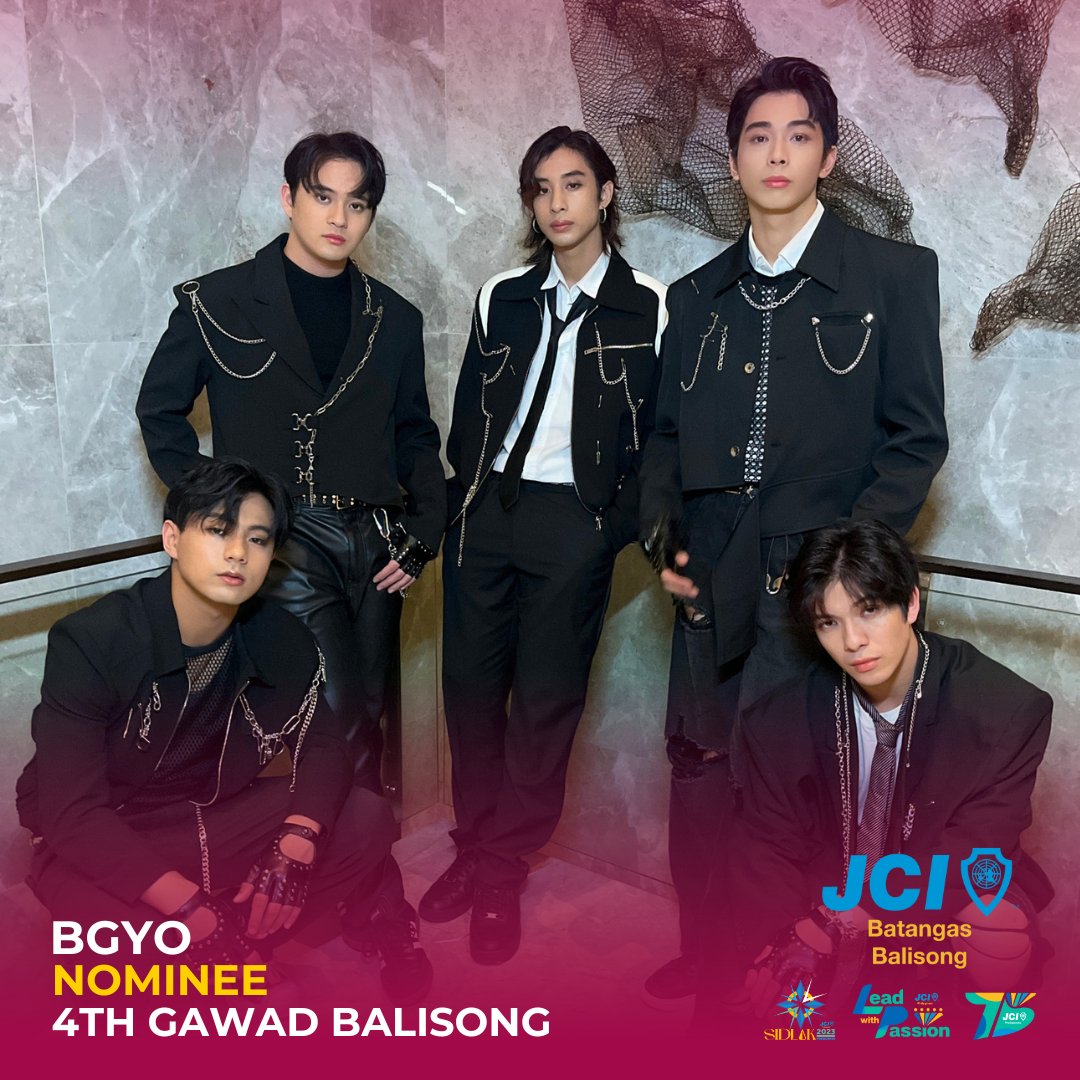 BalisongJaycees's tweet photo. BGYO @bgyo_ph @bgyo_nate @bgyo_jl @bgyo_gelo @bgyo_akira @bgyo_mikki 
Nominee
4th #GawadBalisong

For being an unstoppable force in the music industry through their exceptional charisma and undeniable talent making them the ACES of OPM. https://t.co/Z3jEb4vhgy