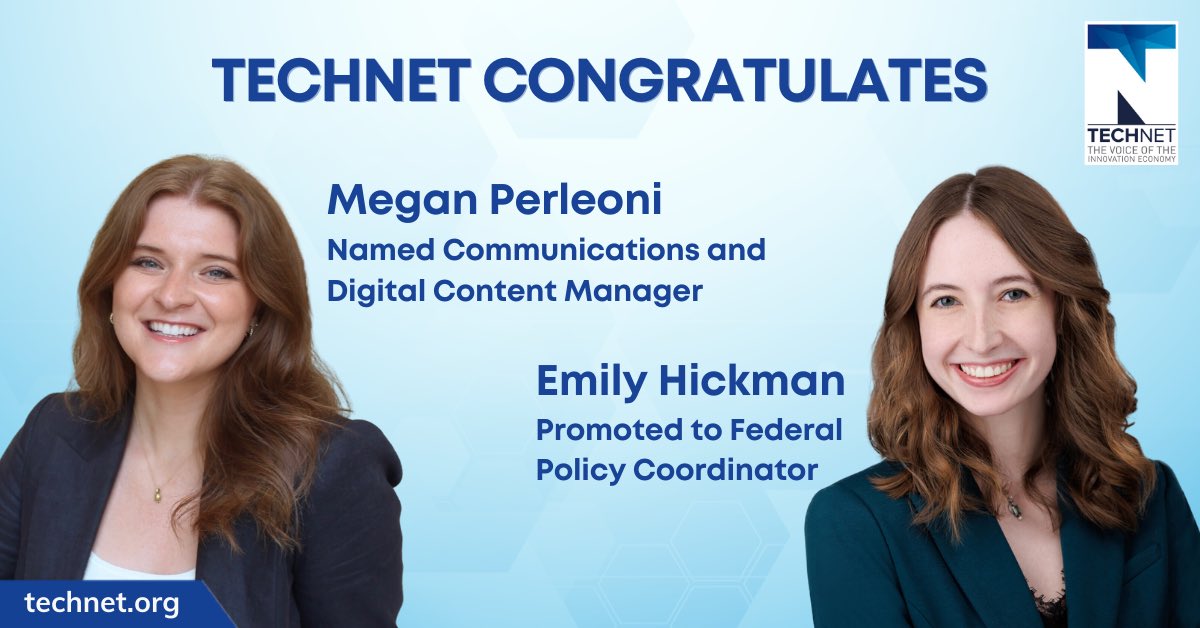 TechNet_NW's tweet image. TechNet is thrilled to welcome @megperleoni as Communications and Digital Content Manager and promote Emily Hickman to Federal Policy Coordinator: bit.ly/3towvPE