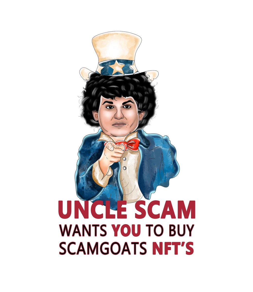 ScamGoatsNFTs's tweet photo. Uncle Scam, Sam Bankman Fried is in court today for his masterful work on FTX and Alameda Research. 

Sam donated astronomical amounts of money to combat Donald Trump, by donating to Biden, etc. 

Will Uncle Sam turn on Uncle Scam? What do you think Crypto and Bitcoin Community? https://t.co/aarJo48KJ8