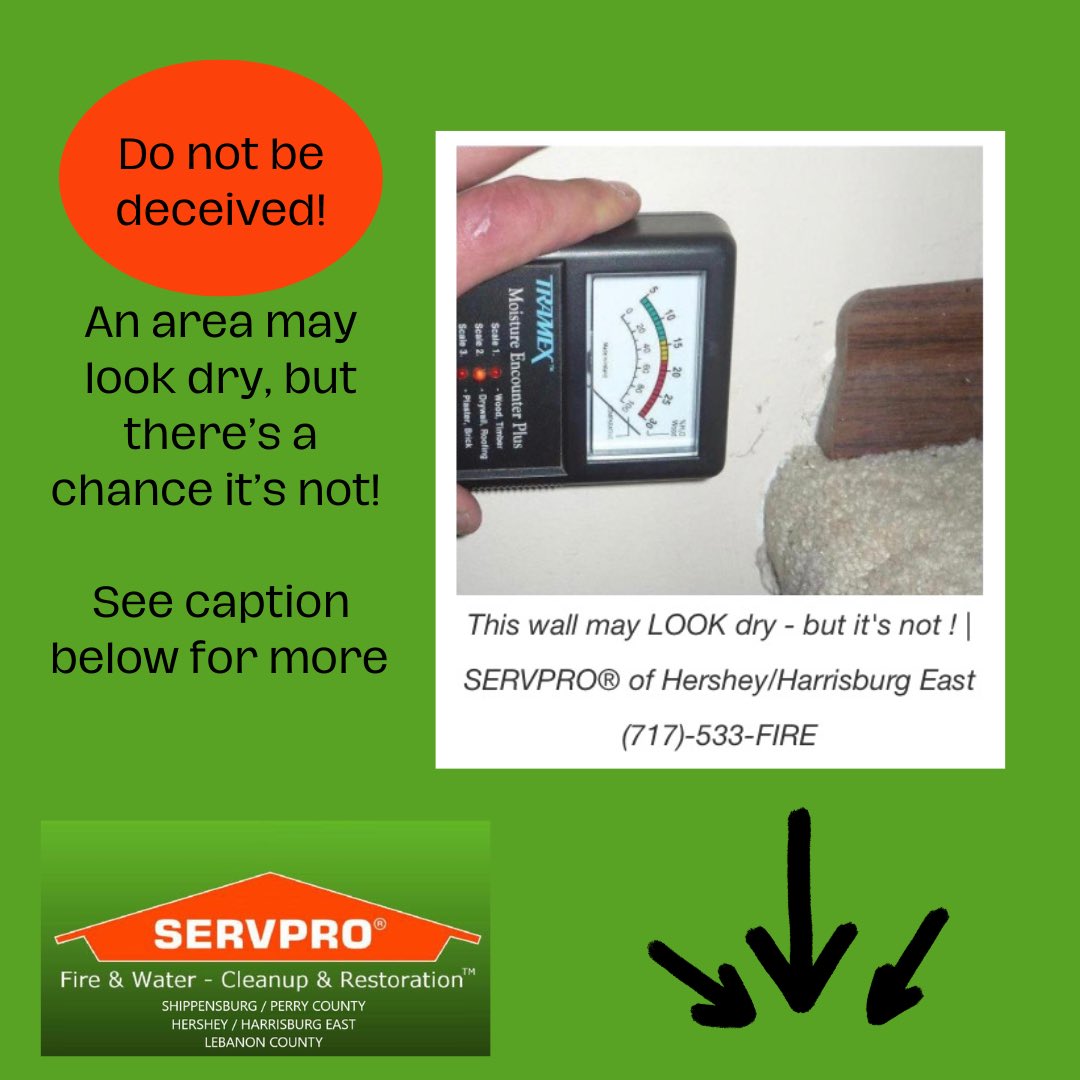 Water damage can be deceptive. Water penetrates into structural cavities creating trapped pockets of saturation. The detection of water in these areas can often only be discovered with sophisticated moisture detection meters. Undetected moisture will continue to cause damage.