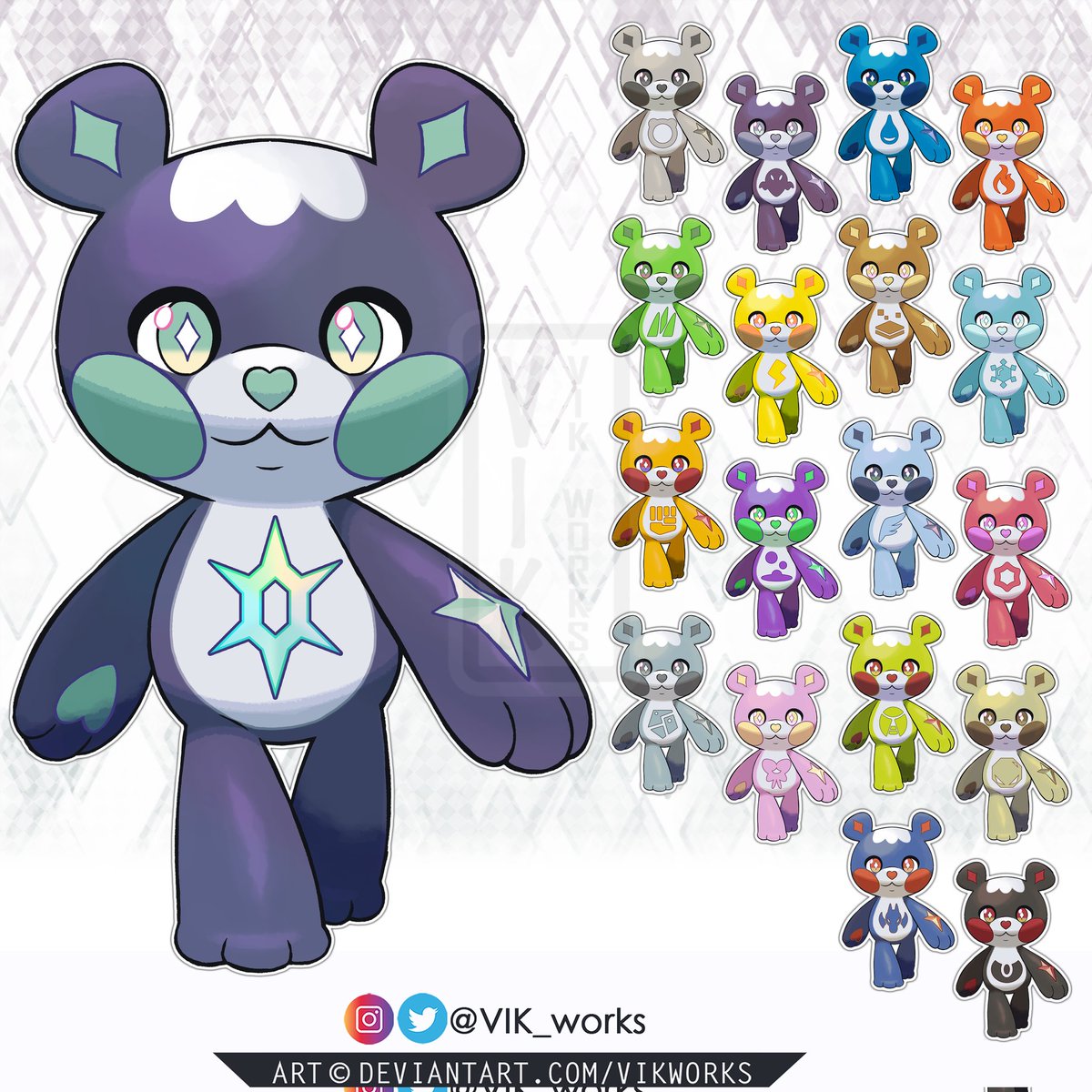 VIK_works's tweet photo. POKEMON SCARLET VIOLET INDIGO DISK
TERABEAR basic form
Pokemon Multitype
This mysterious Pokémon seems to be related to terapagos and he can change color and type when equipped a Tera Shard. https://t.co/Hd5KPyciab