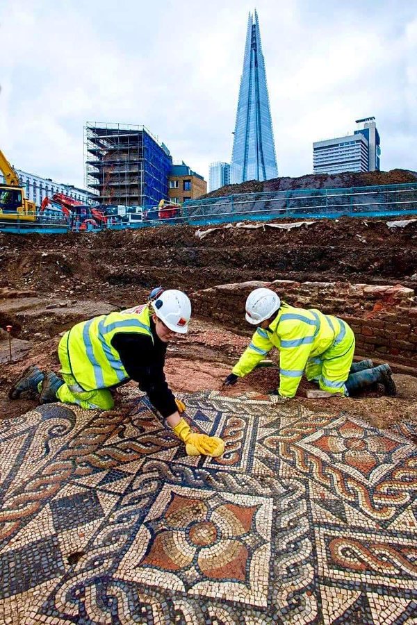 Extraordinary. Roman mosaics found in 2022 versus the London skyline.