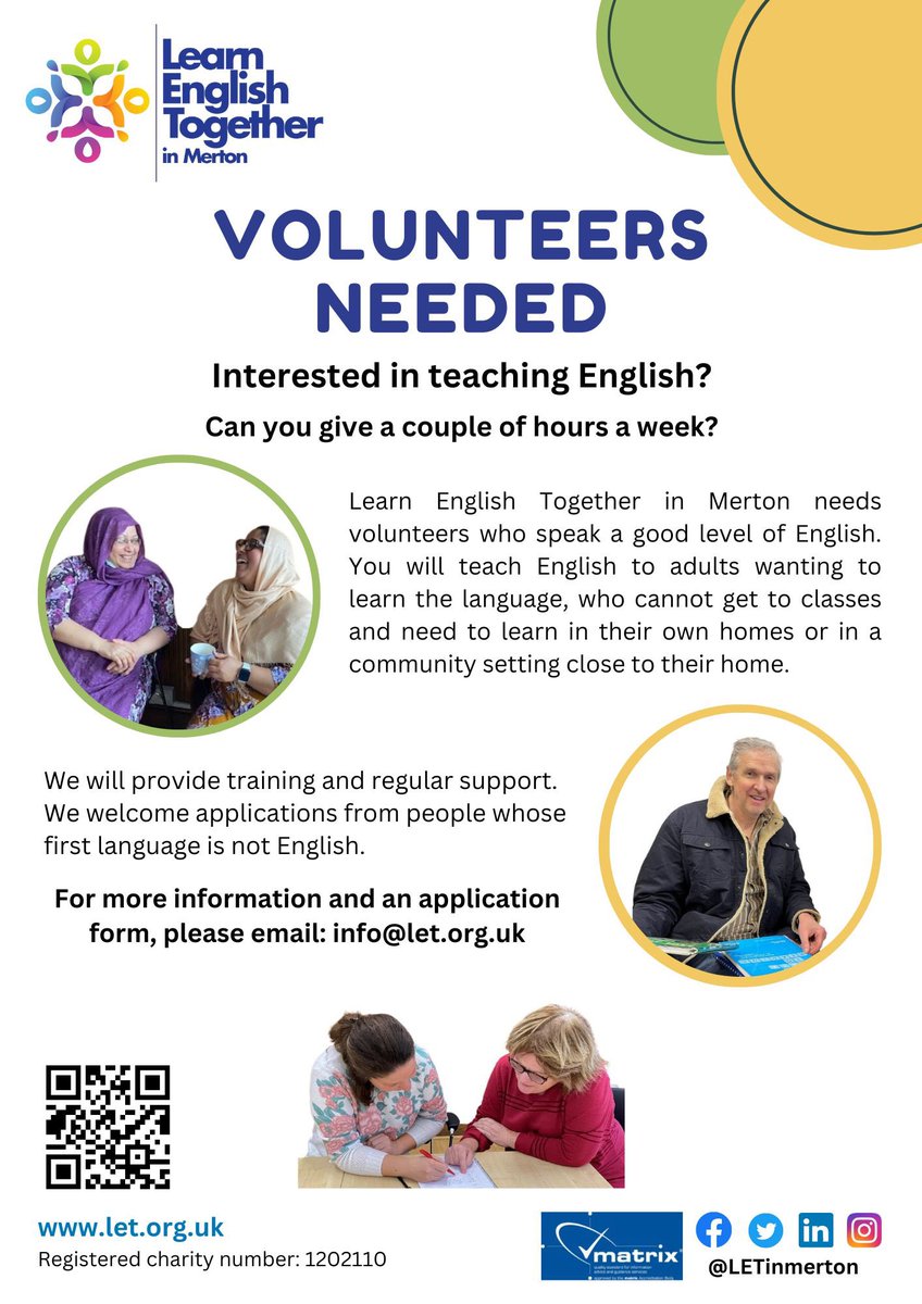 We are still actively recruiting volunteers: #volunteering #teachingEnglish #hometutoring @MCVolunteering @MertonLibraries