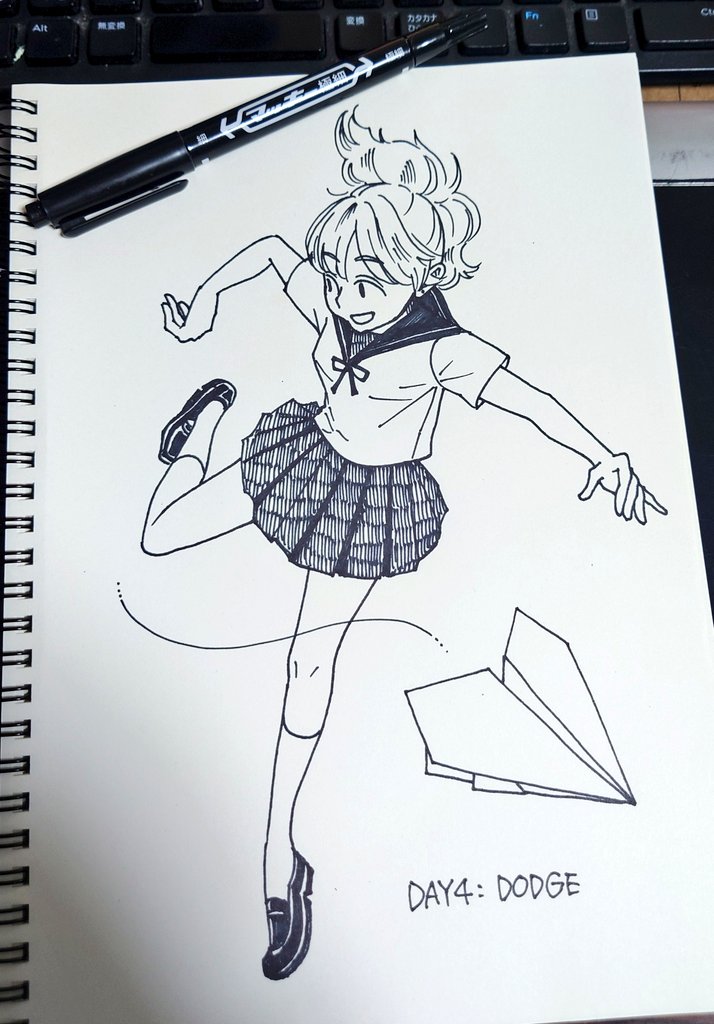 #inktober2023
#インクトーバー
DAY4:DODGE
お題むずかしくて駆け込みになってしまった。でも三日坊主回避! 