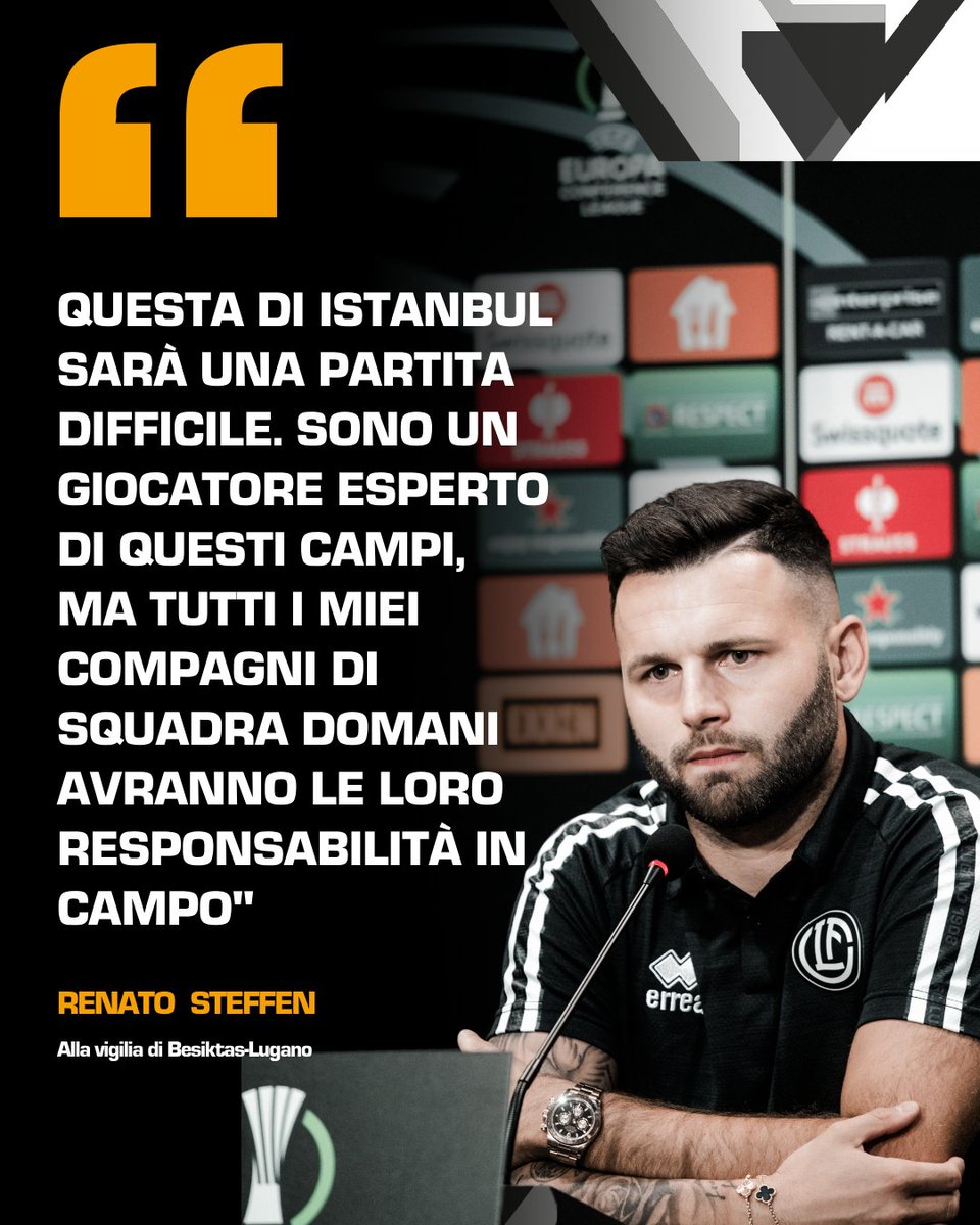 FCLugano1908's tweet photo. ⚪⚫ Mattia Croci-Torti e Renato Steffen in conferenza stampa alla vigilia della sfida di UEFA Europa Conference League contro il Beşiktaş 🏆⚽

#fclugano #lugano #FCL #UECL #ConferenceLeague #BESLUG #BesiktasLugano https://t.co/rk2yecnK8K