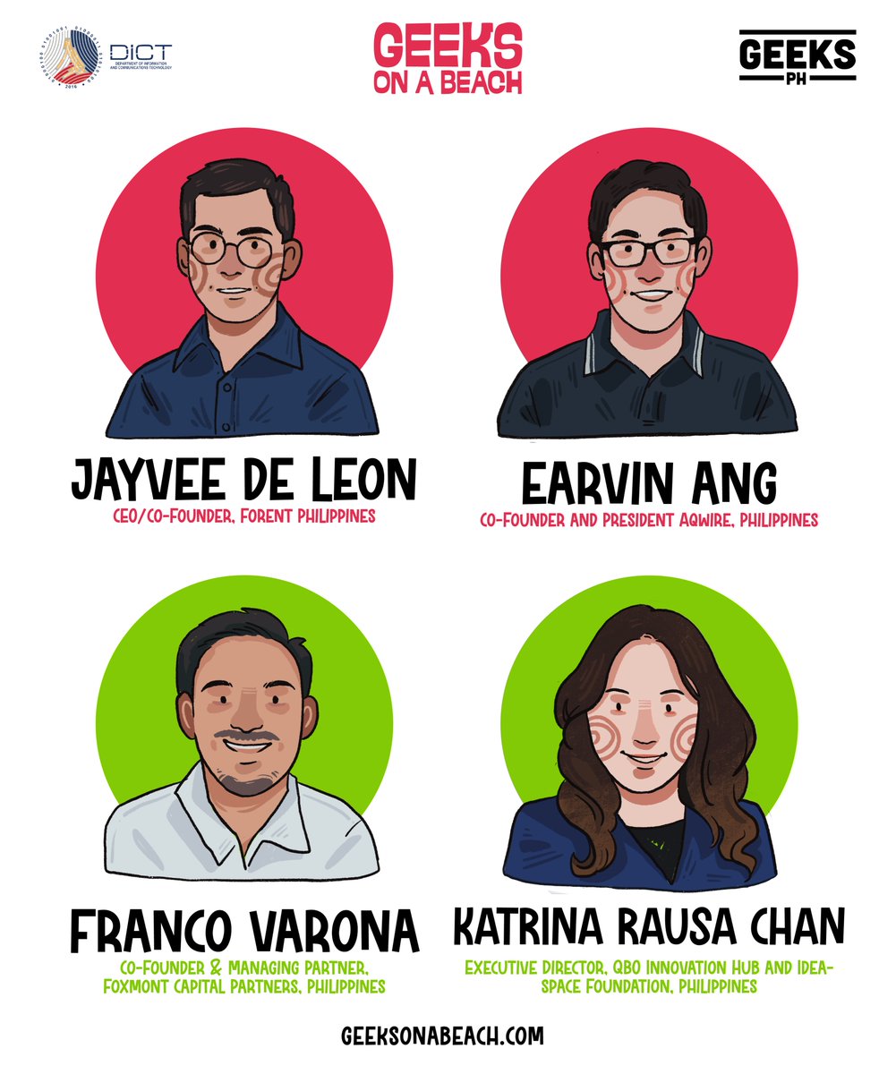 GeeksOnABeach's tweet image. Meet our conference speakers! 🚀

Jayvee de Leon, Earvin Ang, Franco Varona, and Katrina Rausa Chan 🤓

Tickets are 15% off until October 15. Get your tickets at GeeksOnABeach.com 🌴

#GeeksOnABeach #GeekOutWithUs #GeeksUnite #TechConference #Design #Startups