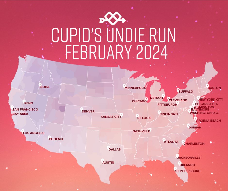 HERE WE GO!!

It's officially Cupid's Undie Run season! 
We're dropping pants in the same 30 cities as last year, and bringing back DALLAS! Register today for only $30.

cupids.org/2024-registrat…