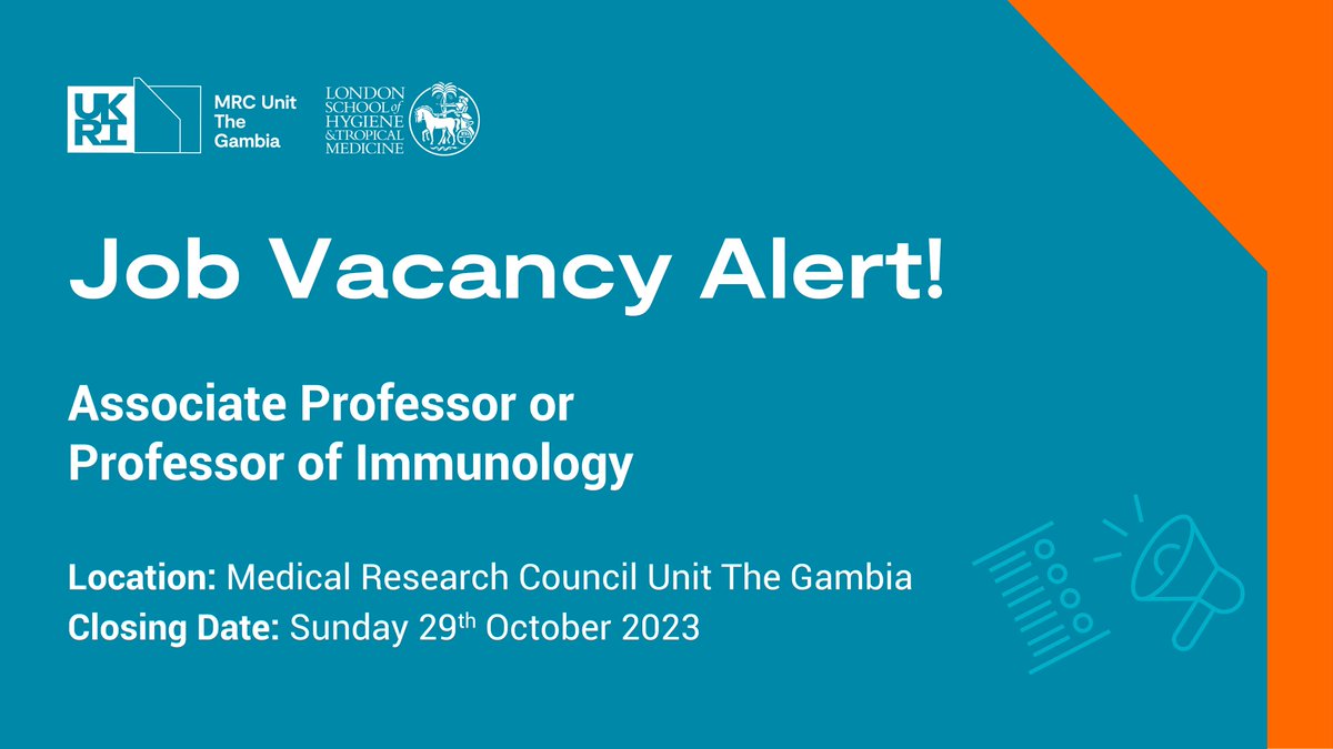 🚨Job Alert : Associate Professor or Professor of Immunology

📍The Gambia

Join our immunology research team and explore infant immune development and clinical trials!

Apply Now ➡️tinyurl.com/3kmzwenf