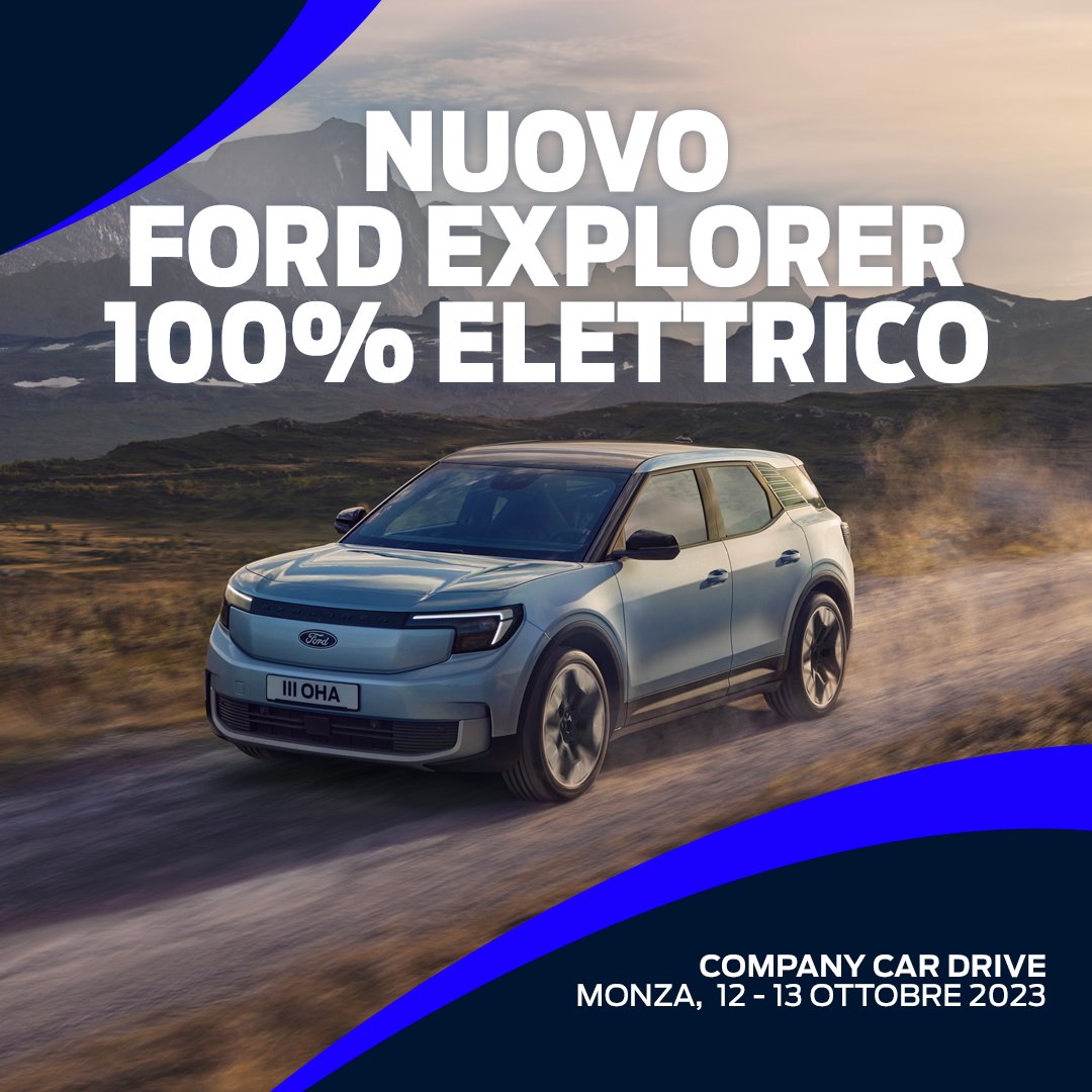 Al Company Car Drive di Monza, il 12 e 13 ottobre, Ford sarà presente con importanti novità: l’Explorer 100% elettrico, la nuova gamma Courier, Tourneo e Transit, e il van best-seller della sua categoria, Transit Custom.