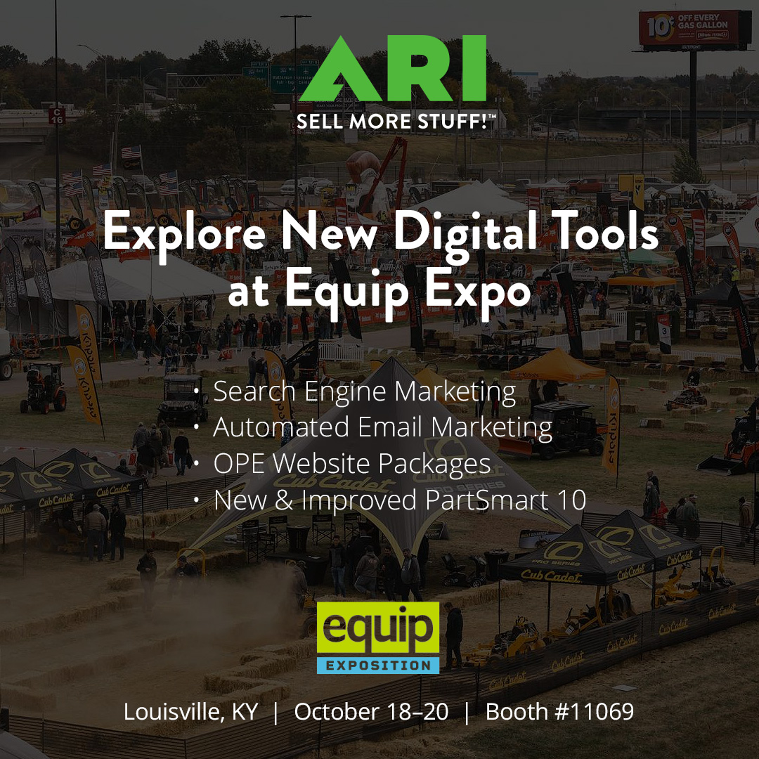 ARI_Net's tweet photo. Simplify your online strategy with our latest OPE-centric digital solutions: https://t.co/6YmiMwKbHA

We are excited to demo our NEW digital tools at the upcoming @equipexposition trade show! Come by our booth to see how our latest tools support OPE dealers!

#EquipExpo https://t.co/bDjb3JZdcX