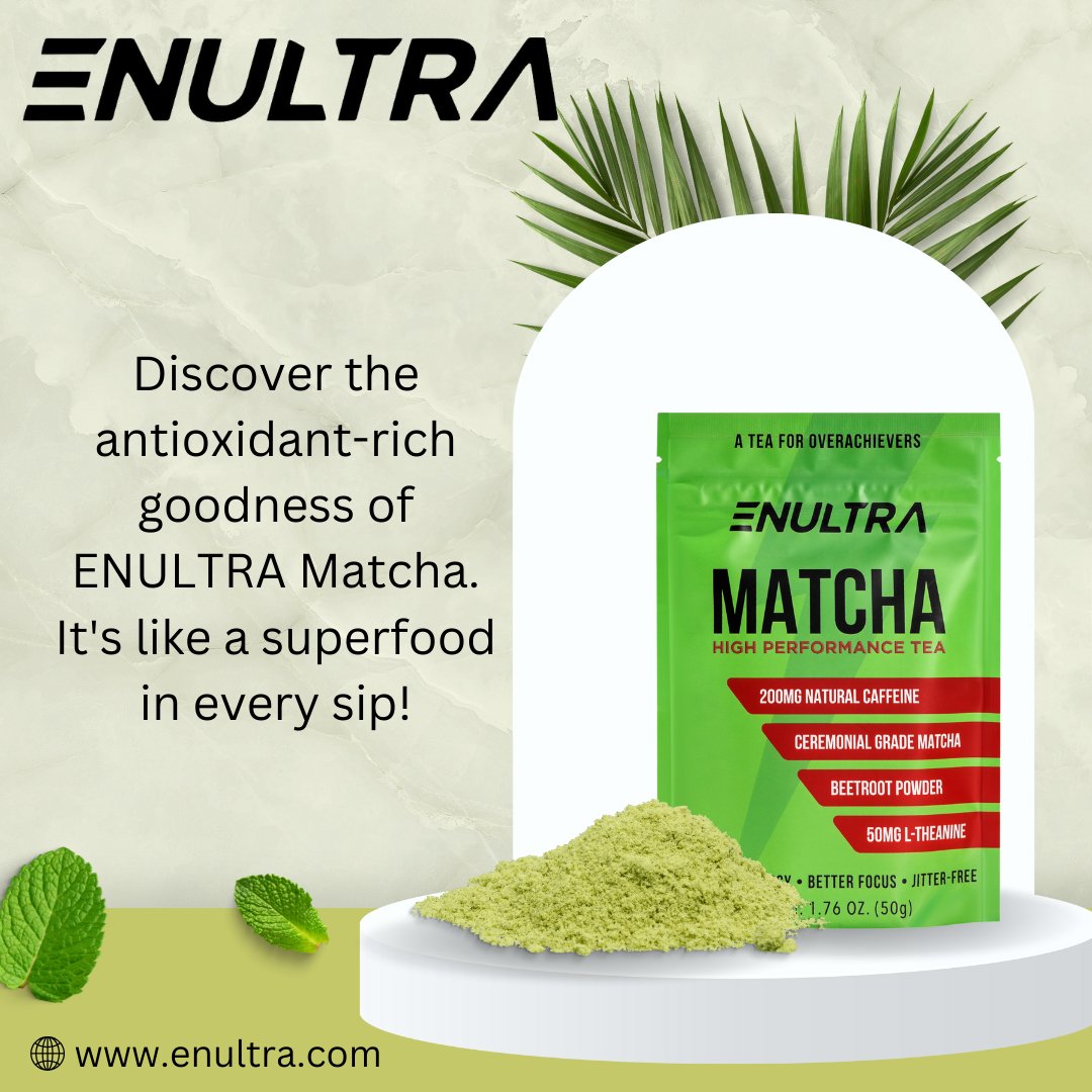 Discover the antioxidant-rich goodness of Enultra Matcha—it's like a superfood in every sip! Packed with natural vitality and wellness.

#EnultraMatcha #AntioxidantRich #VitalityBoost #Nutrition #MatchaMagic #WellnessBenefits #ElevateHealth #Enultra