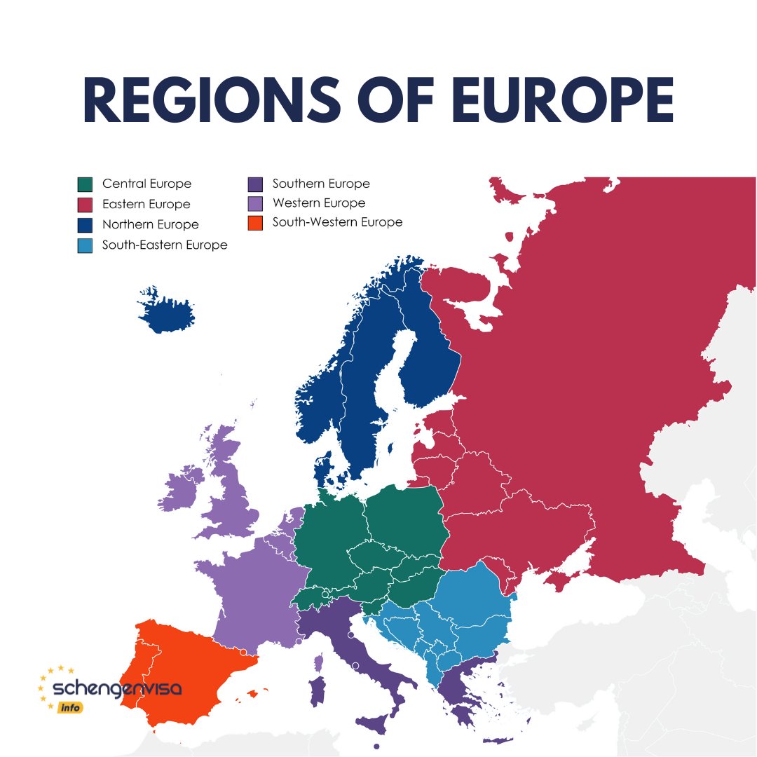 These are the 7 regions of Europe!🇪🇺 

This map was made according to the CIA factbook!

#europe #europeanunion #eu #region #regionsofeurope #cia